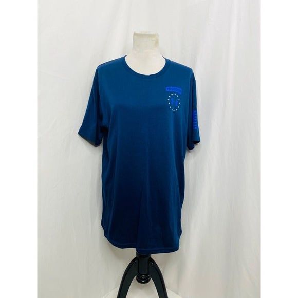 Under Armour Men’s Shirt Blue Short Sleeve Freedom Heat Gear Loose Fit Size XL - Picture 2 of 10